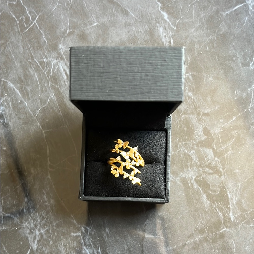 Anthropologie Gold Tone Butterfly Ring